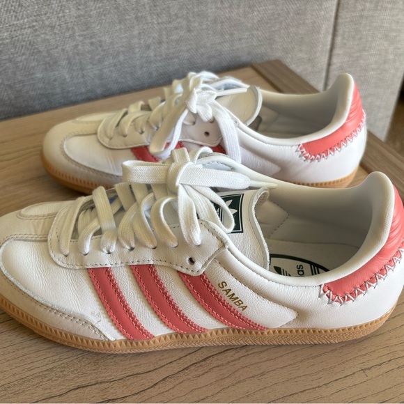 adidas Shoes - Adidas Samba Sneakers - White and Pink size 6 women’s